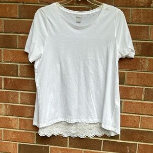 Chicos white short sleeved tee.size large.